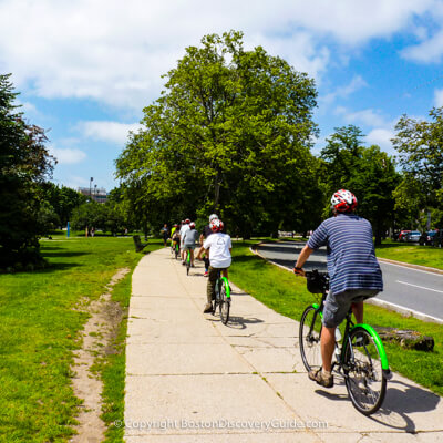 Family bike tour in Boston's Fenway neighborhood