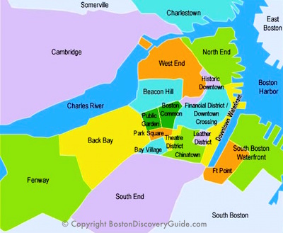 Boston Discovery Guide's city neighborhood map