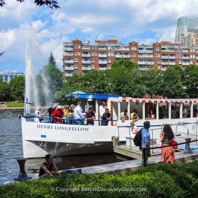 Charles River cruise departing from the dock in Boston