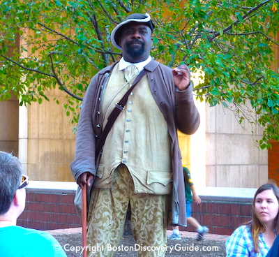 Reenactor portraying Crispus Attucks on Boston Freedom Trail