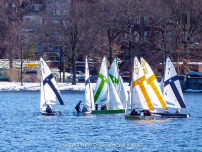 Boston sailboats in January in the Charles River