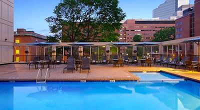 Wyndham Hotel Boston outdoor swimming pool on roof deck