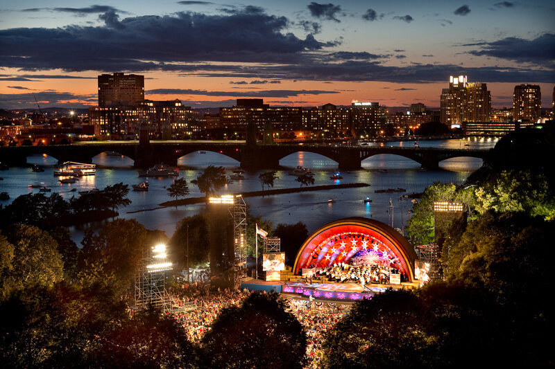 July 4th Boston Pops concert at the Hatch Shell on the Esplanade next to the Charles River