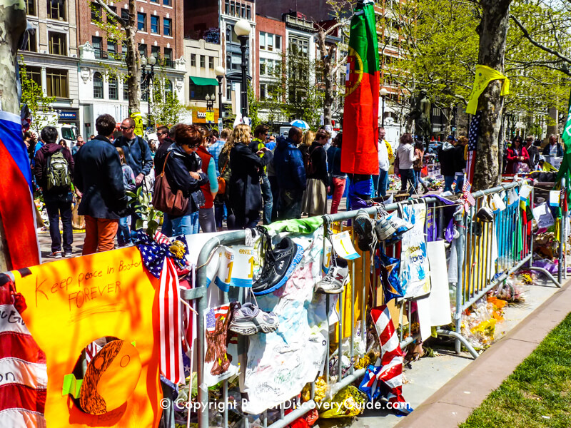 Boston MarathonMemorials, transplanted to a corner of Copley Square