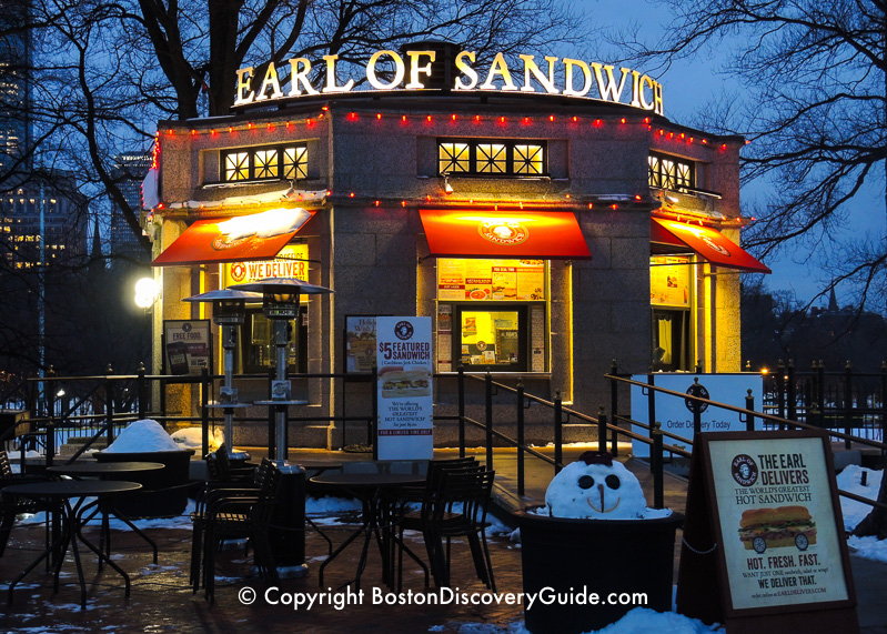 Winter walking tour of Boston: Earl of Sandwich on Boston Common