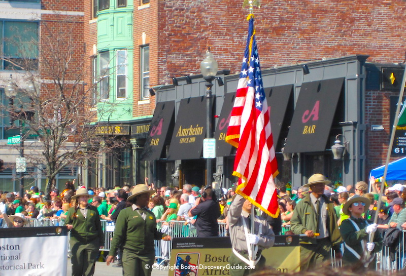 National Park Service Rangers marching in the parade