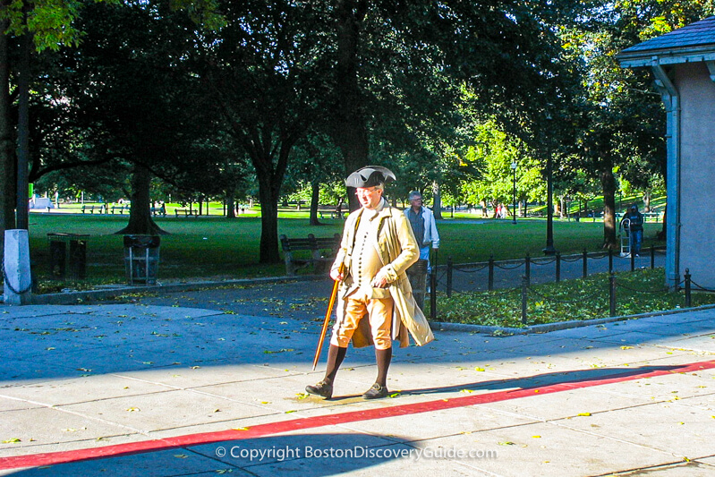 Freedom Trail tour guide on Boston Common near the Visitors Center