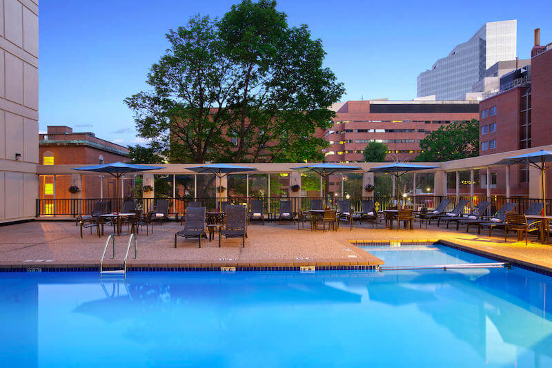 Rooftop swimming pool at the Wyndham Hotel in Boston's West End