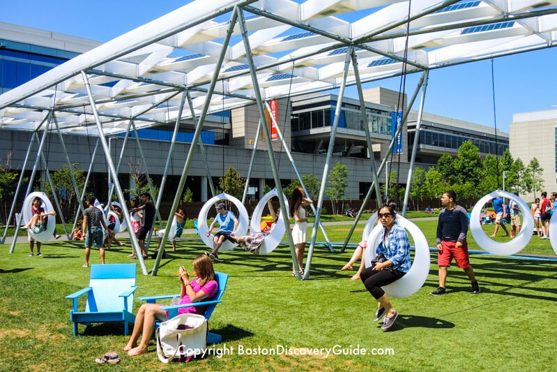 Swings on Lawn on D next to the Boston Convention & Exposition Center